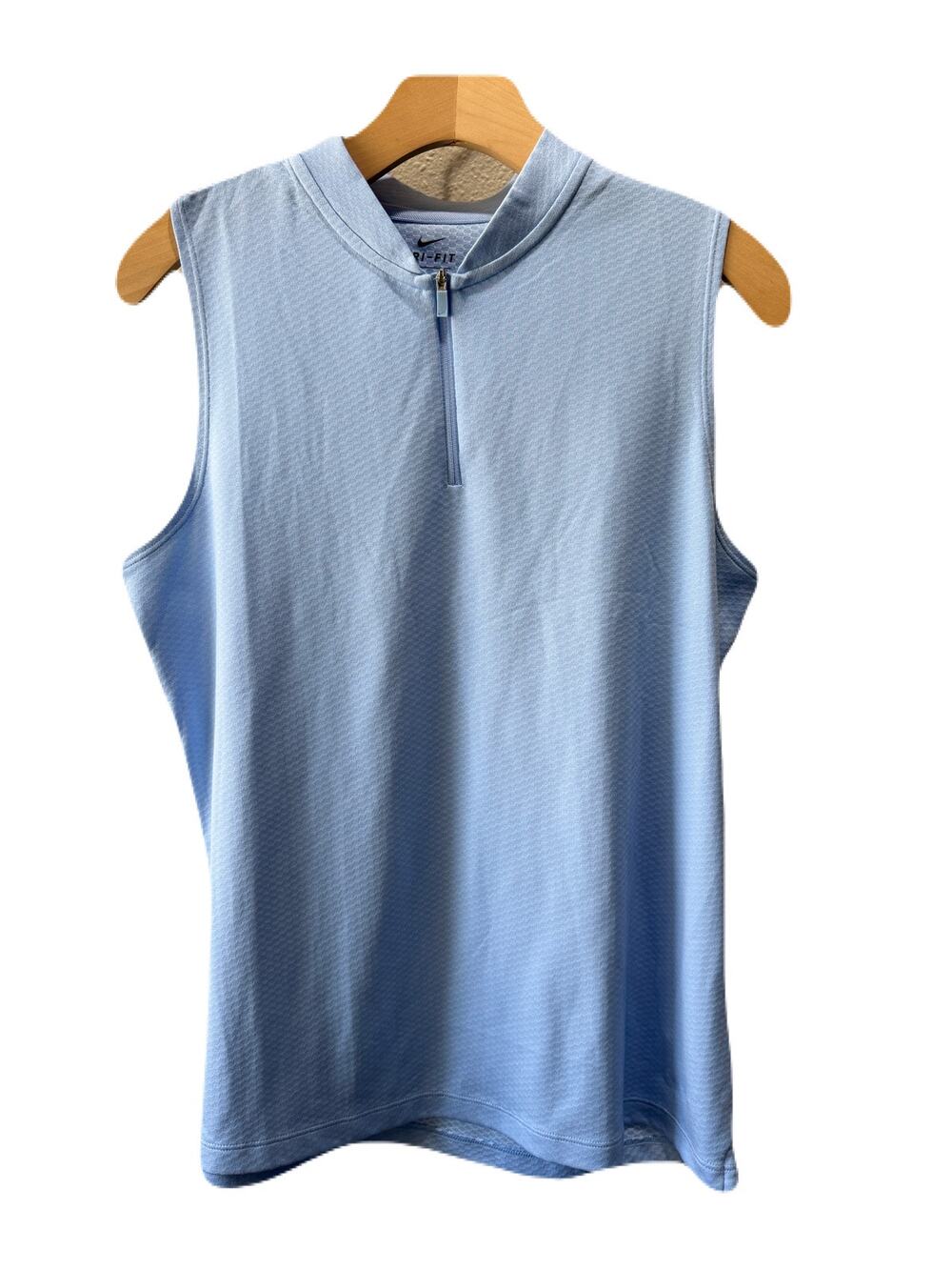 Nike Golf Dri Fit Sleeveless Athletic Polo Quarter Zip Baby Blue Size Large